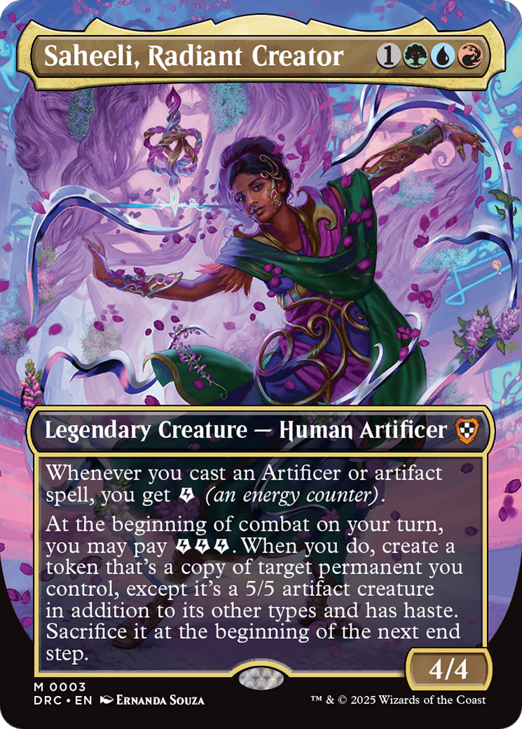 mtg planeswalker card creator Saheeli, Radiant Creator (Borderless) [Aetherdrift Commander] – Shop DMDave