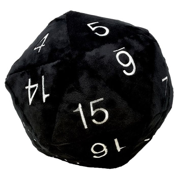 Jumbo d20 Plush: Black with Silver