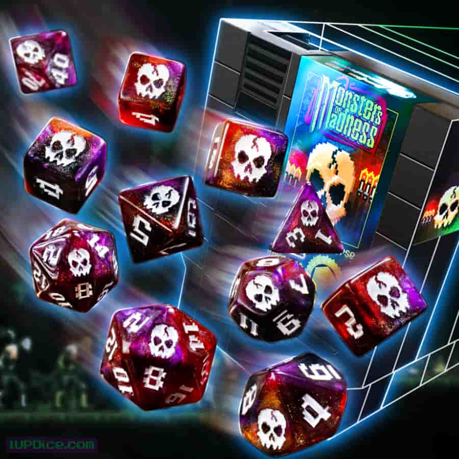 ONE-UP DICE: POLYHEDRAL CARTRIDGE 7CT SETS: CACKLING SKULL