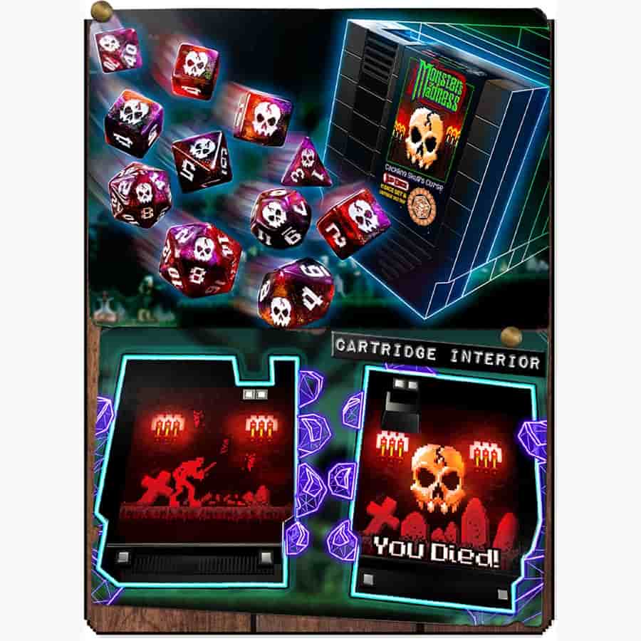 ONE-UP DICE: POLYHEDRAL CARTRIDGE 7CT SETS: CACKLING SKULL