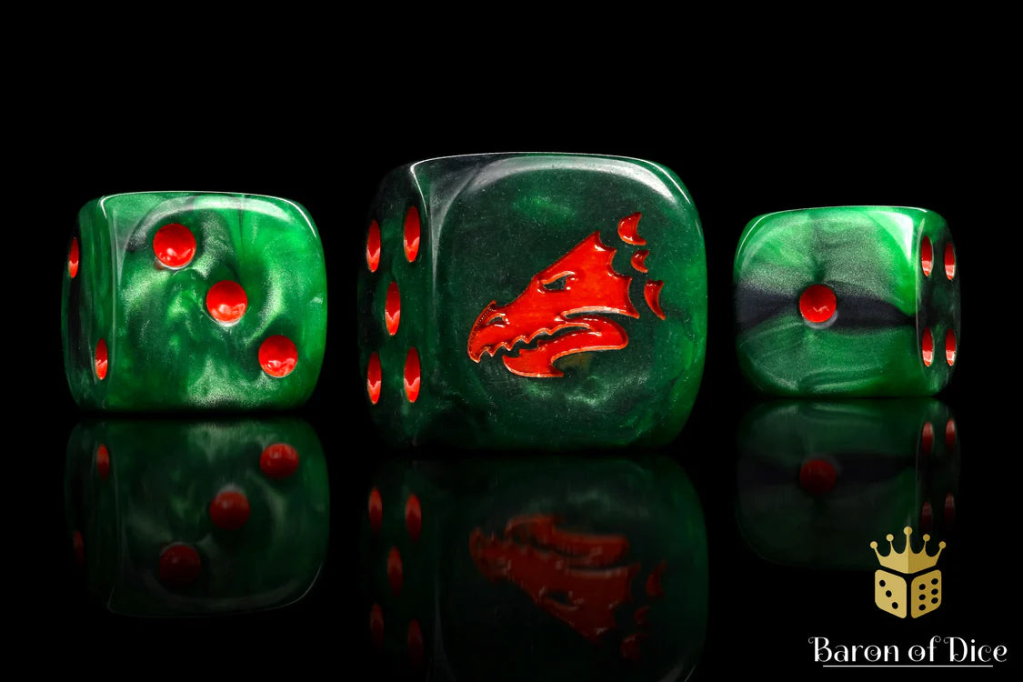 Drake Dice - Green & Orange - Round Corner(25)