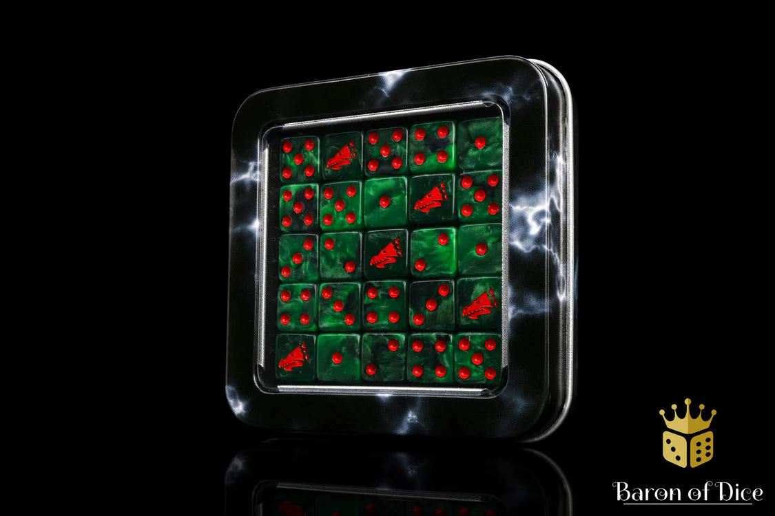 Drake Dice - Green & Orange - Round Corner(25)