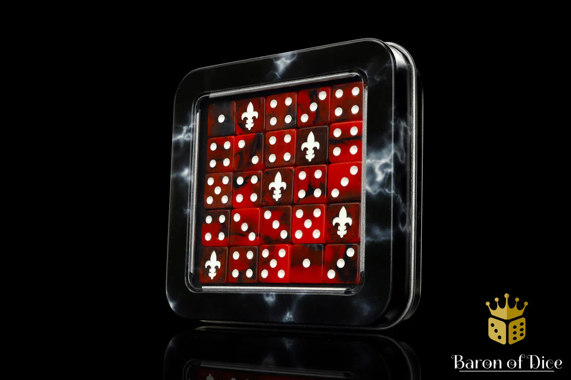Fleur De Lis Dice - Red - Round Corner(25)