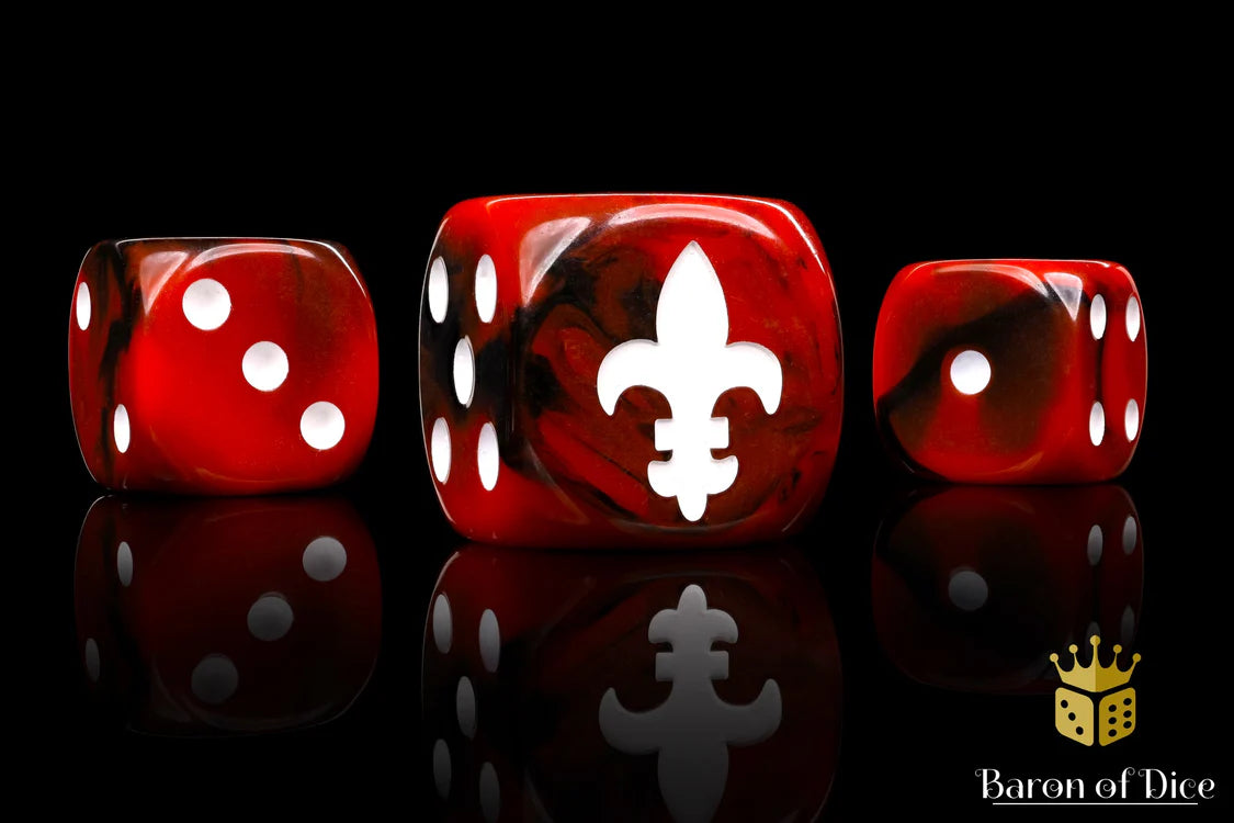 Fleur De Lis Dice - Red - Round Corner(25)