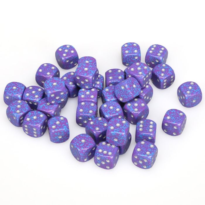 d6 Cube 12mm Speckled Silver Tetra (36)