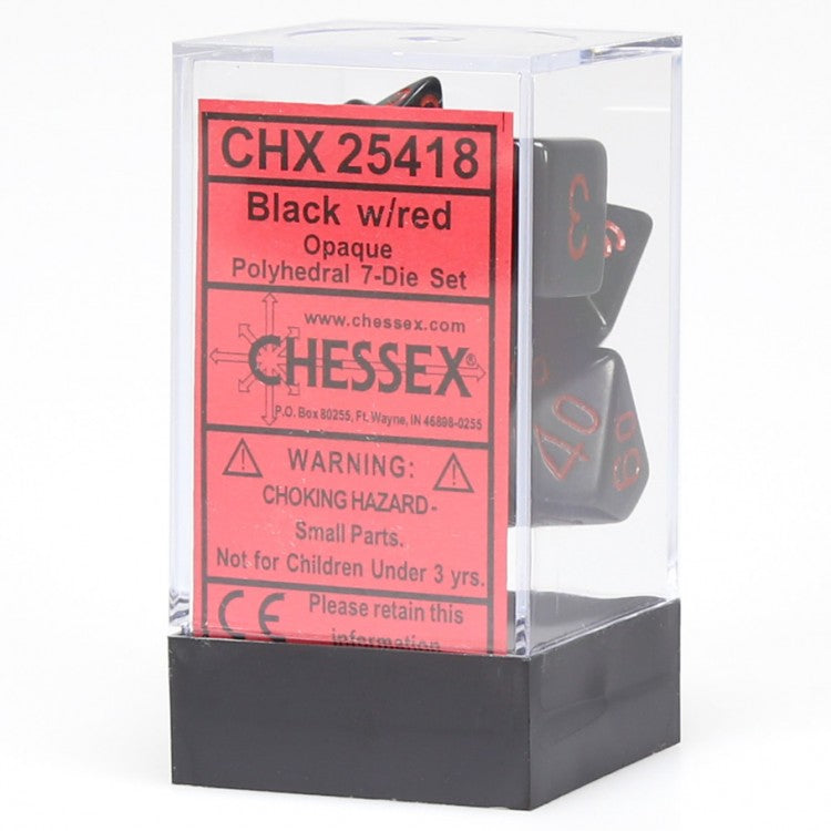 Opaque Polyhedral Black/red 7-Die set