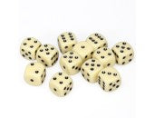d6 Cube 16mm Ivory/Black (12)