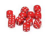 d6 Cube 16mm Opaque Red/White (12)