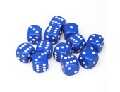 d6 Cube 16mm Blue/White (12)