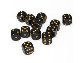 d6 Cube 16mm Black/Gold (12)