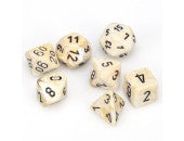 7 Set Marble Polyhedral Ivory with Black