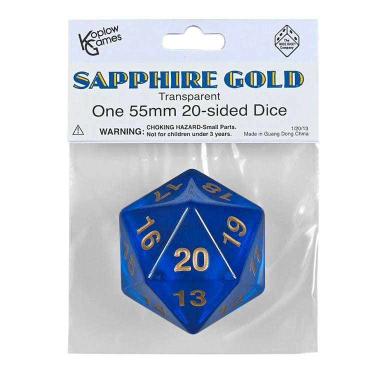 Sapph Gold Countdown D20 Translucent 55mm