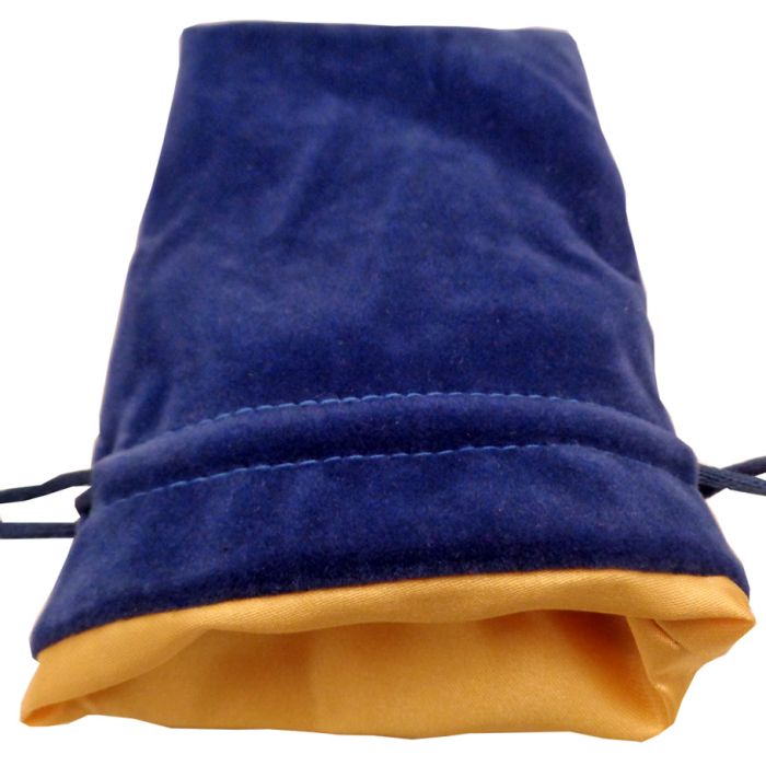 Dice Bag: 4x6: Blue Velvet with Gold Satin Lining