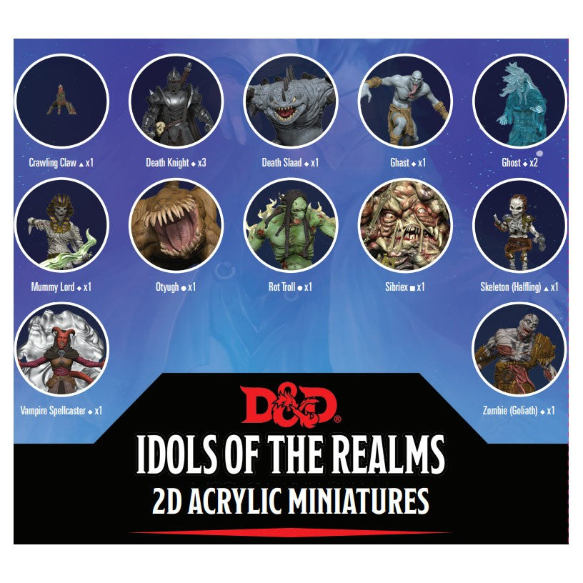 Dungeons & Dragons Fifth Edition: Idols of the Realms: 2D Acrylic Miniatures: Boneyard Set 1