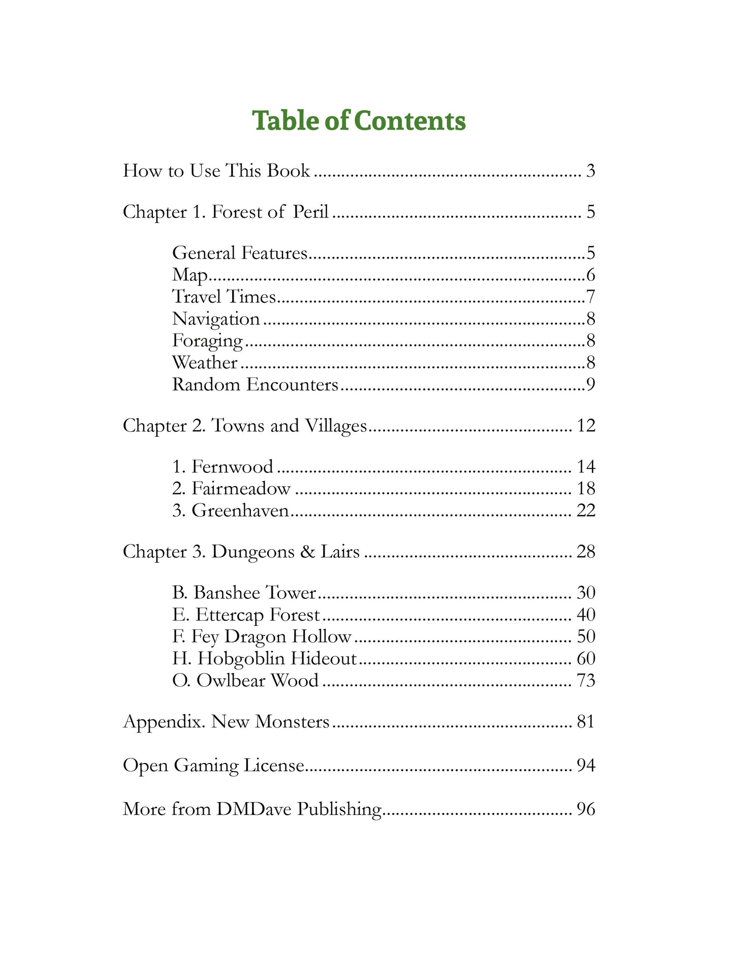 Dungeons & Lairs: Forest of Peril (PDF Only)