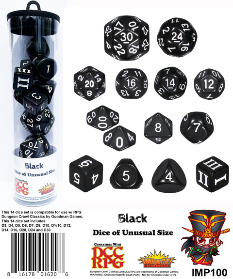 Dice of Unusual Size: Black Dice Set