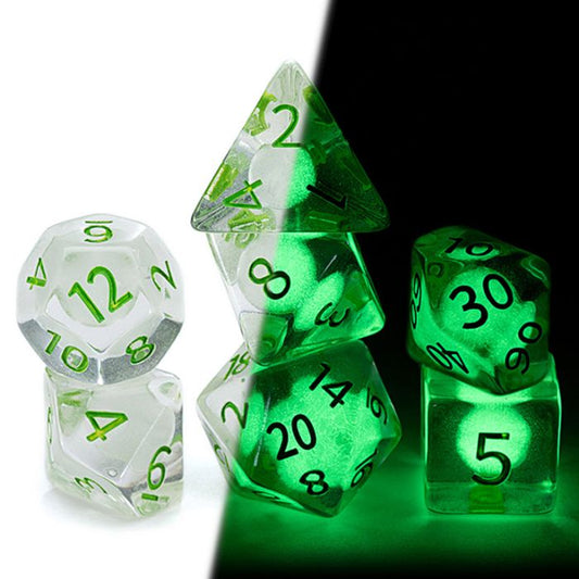 7-Set Cube Radiant: Glow-in-the-Dark Firefly Dice