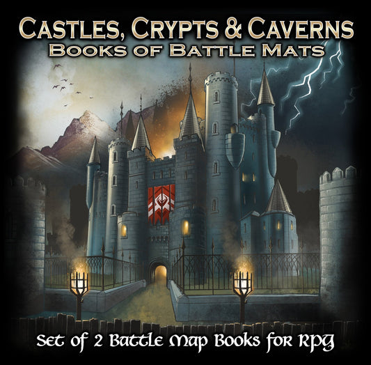 Castles, Crypts and Caverns Books of Battle Mats 2 Book Set