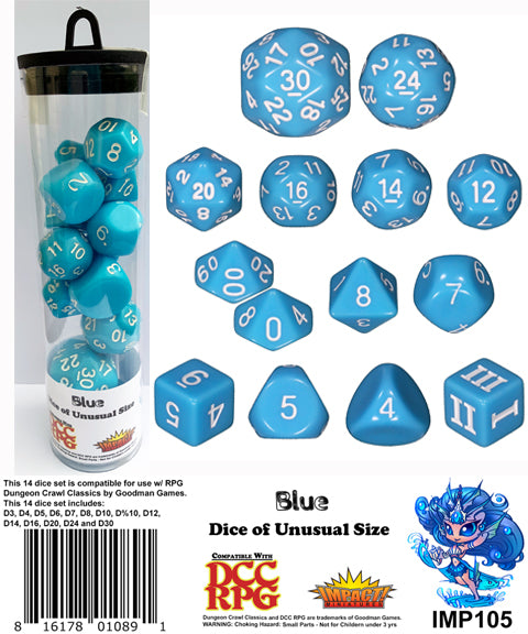 Dice of Unusual Size: Blue Dice Set