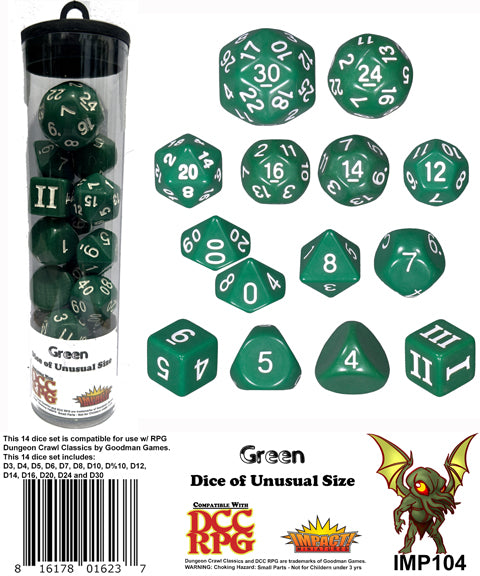 Dice of Unusual Size: Green Dice Set