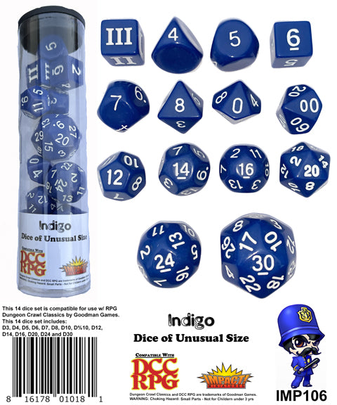 Dice of Unusual Size: Indigo Dice Set