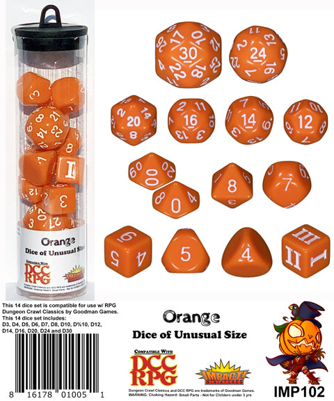 Dice of Unusual Size: Orange Dice Set
