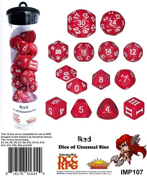 Dice of Unusual Size: Red Dice Set