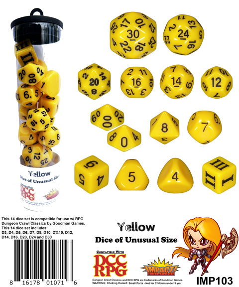 Dice of Unusual Size: Yellow Dice Set