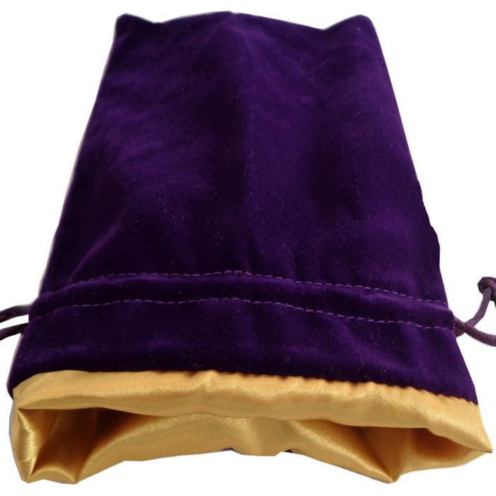 Dice Bag: 6x8: Purple Velvet with Gold Satin Lining