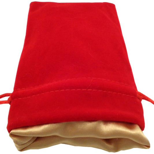 Dice Bag: 4x6: Red Velvet with Gold Satin Lining