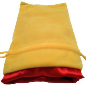 Dice Bag: 4x6: Gold Velvet with Red Satin Lining