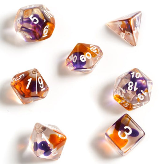 7-Set Translucent Resin Purple, Orange, and Clear with White