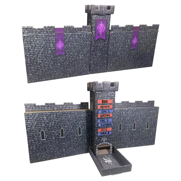 Dark Castle Dice Tower with Castle Walls and Magnetic Turn Tracker Drak Gray