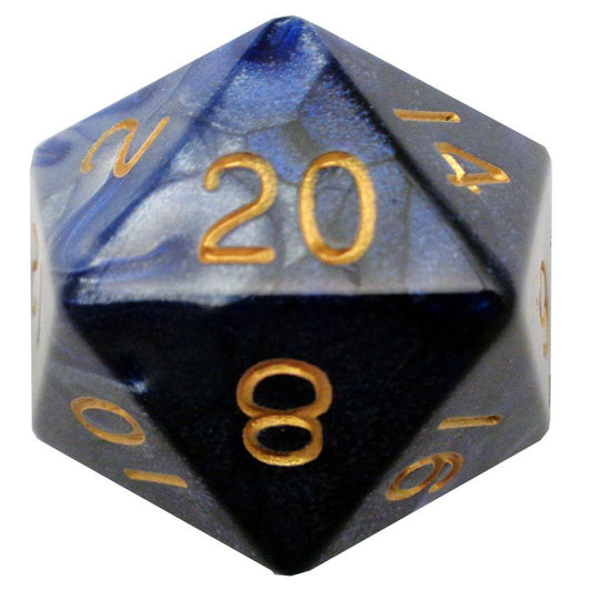 d20 Single 35mm Mega Blue and White with Gold