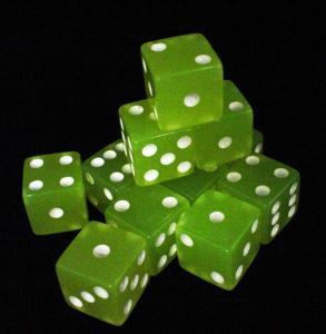 d6 Cube 16mm Glow-in-the-Dark Assortment (12)