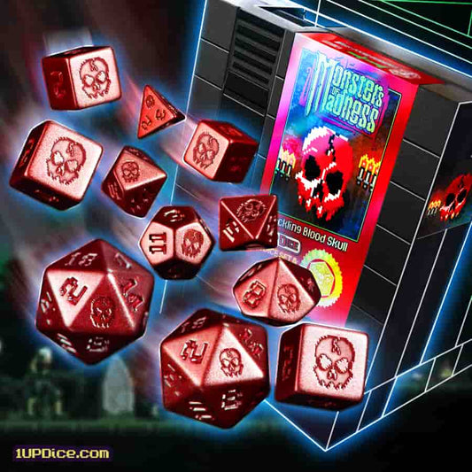 ONE-UP DICE: POLYHEDRAL CARTRIDGE 7CT SETS: CACKLING BLOOD SKULL