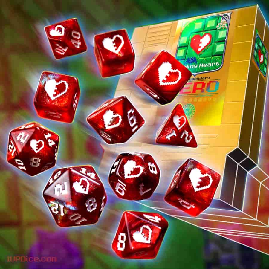 ONE-UP DICE: POLYHEDRAL CARTRIDGE 7CT SETS: HEALING HEART