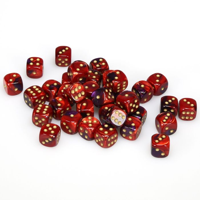 d6 Cube 12mm Gemini Purple and Red with White (12)