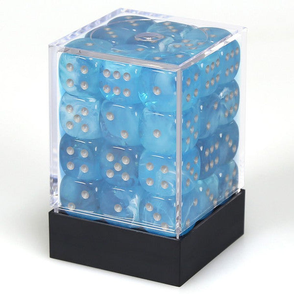 d6 Cube 12mm Luminary Sky with Silver (36)