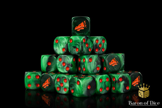 Drake Dice - Green & Orange - Round Corner(25)