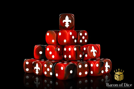 Fleur De Lis Dice - Red - Round Corner(25)