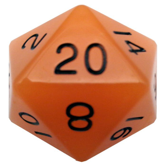 d20 Single 35mm Mega Glow in the Dark Orange with Black