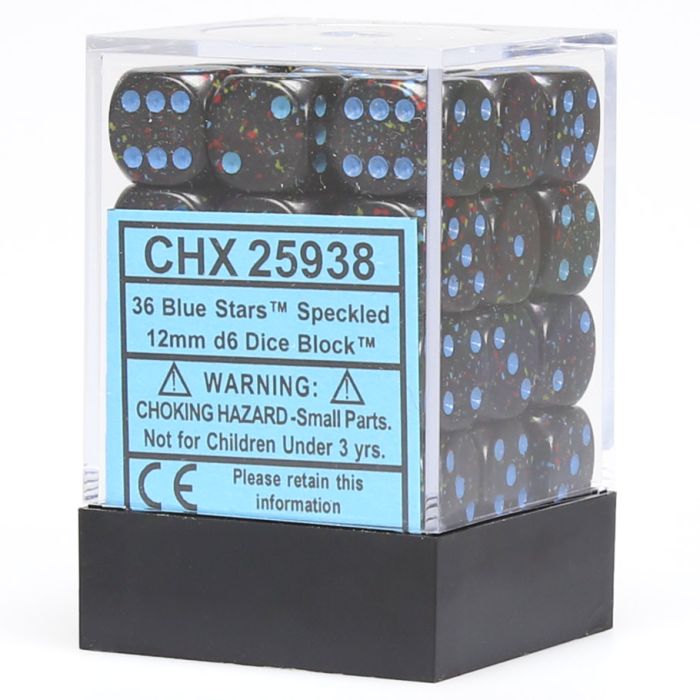 d6 Cube 12mm Speckled Blue Stars (36)