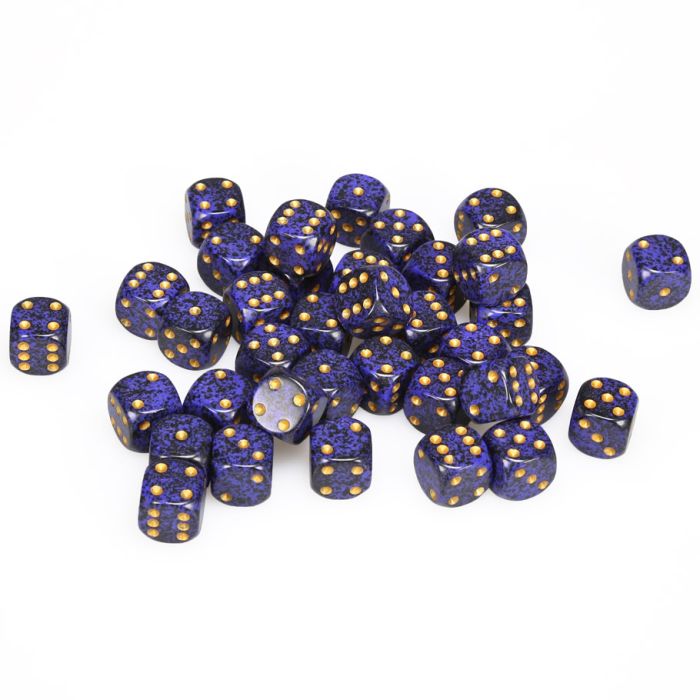 d6 Cube 12mm Speckled Golden Cobalt (36)