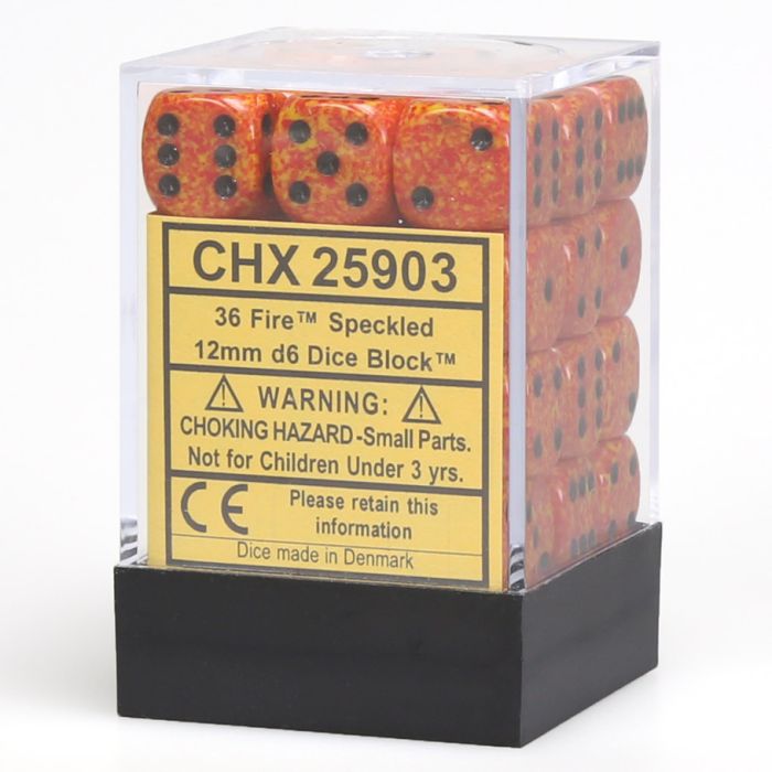 d6 Cube 12mm Speckled Fire (36)