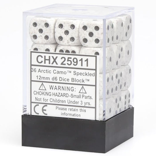 d6 Cube 12mm Speckled Arctic Camo (36)