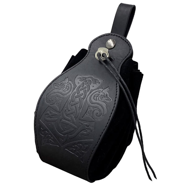 Wolf Hammer Leather Dice Bag - BLACK