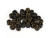 d6 Cube 12mm Opaque Black/Gold (36)