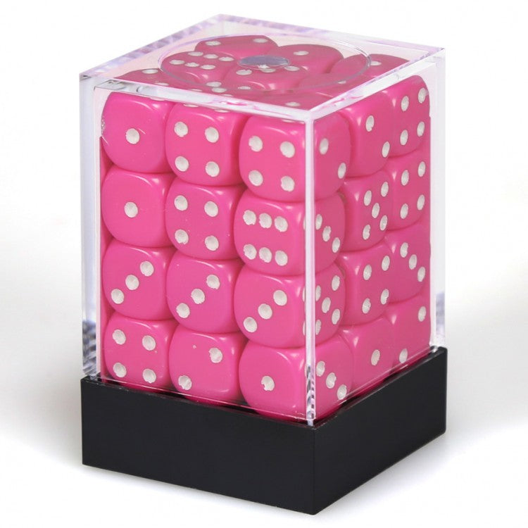 d6 Cube 12mm Opaque Pink/White (36)