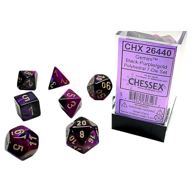 Gemini® Polyhedral Black-Purple/gold 7-Die set